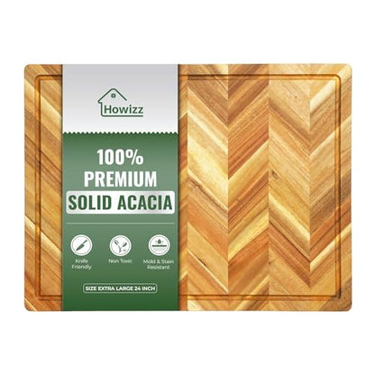 Howizz Acacia Wood Large Cutting Board, Herringbone Acacia Cutting Board - 24"x18"x1" - color: 5-Herringbone, size: 24"L x 18"W