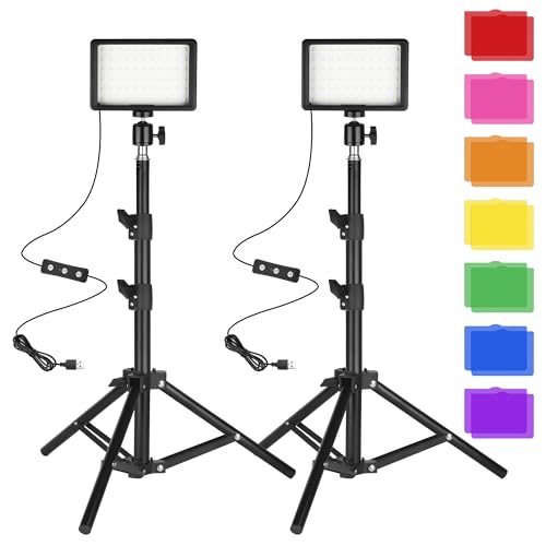 LED Photo Video Light 2-Pack, Ci-Fotto Dimmable 5600K USB LED Continuous Light Photography Light with Tripods and Color Filters for Photo Studios, YouTube, TikTok, Video Recording, Game Streaming - size: 123cm 2-pack