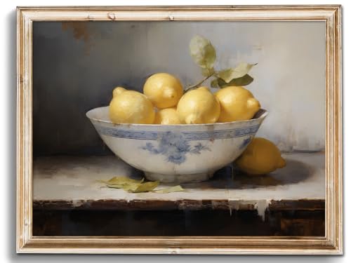 uniro Vintage Wall Art Prints, Vintage Lemons Still Life Canvas Art Prints Painting, Antique Fruit Wall Art Picture, Rustic Kitchen Art Farmhouse Wall Decor for Kitchen, Dining Desktop Decor - ( 8" x 10"-UNFRAMED) - color: Lemons