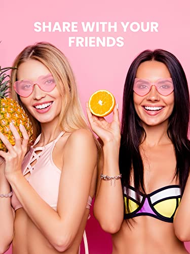 Dunzy 100 Pairs Heart Shaped Sunglasses for Women Colorful Glasses Transparent Heart Sunglasses Valentine's Party Favor - color: Pink