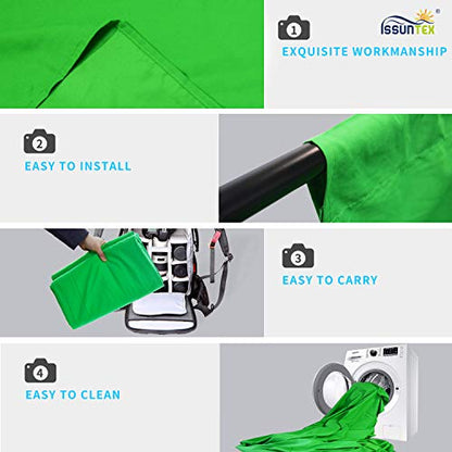 ISSUNTEX 5X7 ft Background Muslin Backdrop, Photo Studio, Collapsible High Density Screen for Video Photography and Television-Green - color: Green, size: 5X7 ft