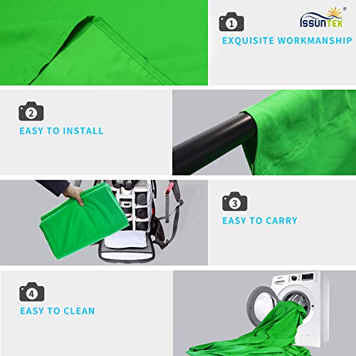 ISSUNTEX 6X9 ft Background Muslin Backdrop, Photo Studio, Collapsible High Density Screen for Video Photography and Television-Green - color: Green, size: 6X9 ft