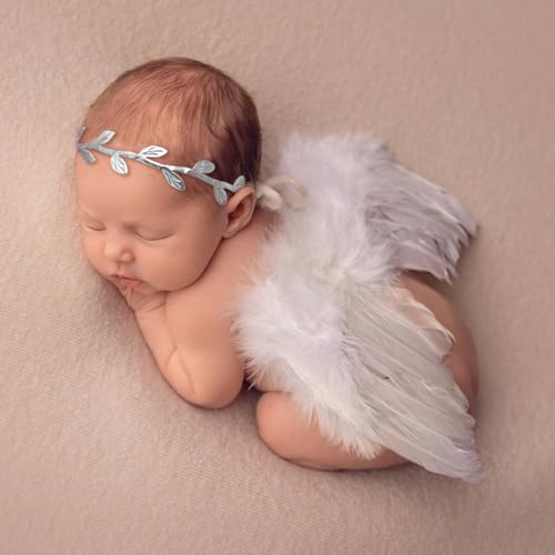 BLUETOP Cute Newborn Photography Outfits Boys Girls Baby Costume Set - style: 07 White Baby Angel Wings