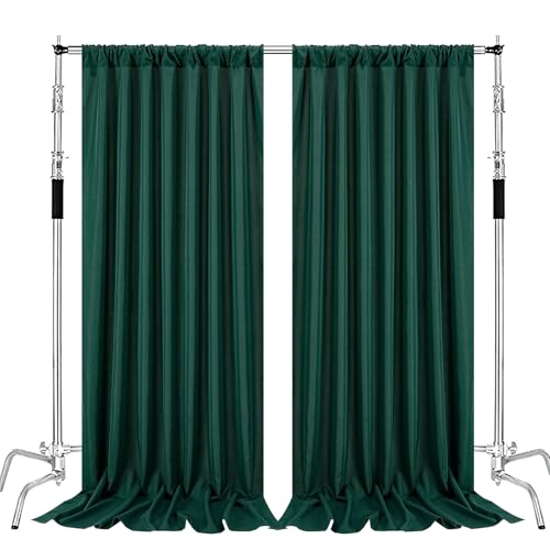 Green Backdrop Curtains 10ft x 8ft Polyester Drapes for Halloween Party Birthday Christmas Background for Photography 2 Panels 5ft x 8ft - color: Green, size: 5ft x 8ft 2 Panels