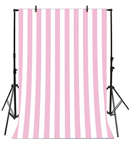 Leyiyi 3x5ft Photography Background Pink and White Stripe Backdrop Happy Birthday Party Vertical Horizontal Stripes Summer Holiday Banquet Baby Shower Blog Make-up Photo Portrait Vinyl Studio Prop - color: Pink,White, size: 3x5ft