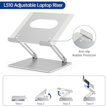 BESIGN LS10 Laptop Stand, Ergonomic Adjustable Notebook Tablet Stand, Computer Holder Compatible with Air, Pro, Dell, HP, Lenovo More 10-14" Laptops, Silver - color: B-Silver