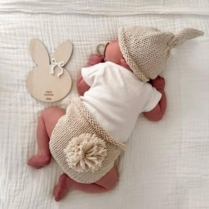 ForBaysy Newborn Photography Props Boy Girl Crochet Bunny Costume Set Baby Photo Shoot Outfits with Rabbit Ear Hat - color: Newborn Bunny Carrot Suit