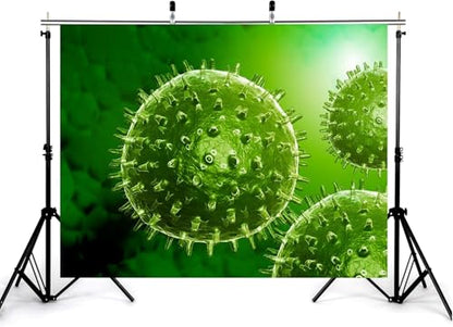 4x4ft Green Virus Microbe Backdrop with Spiky Spherical Structures and Bright Green Tones Photography Background for Science and Health Party Tapestry Decorations Banner Photo Booth Props - size: 4x4ft