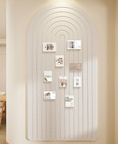 Self Adhesive Felt Bulletin Board,Round Edges Wall Panels for Office Bedroom Living Room,0.35" Thick Foldable Bulletin Boards,Boho Arch Photos Board (Grey,23.62×15.75inch) - color: Grey, size: 23.62×15.75inch