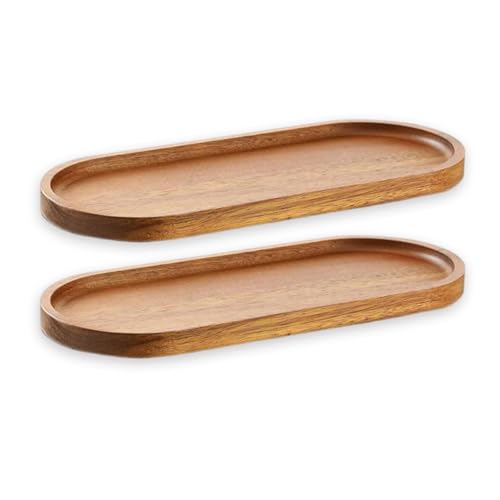 Wood Serving Trays Charcuterie Boards Oval Wooden Plates Wood Serving Platter Cheese Dinner Plates Bulk for Dessert Snack Bread Fruit Appetizer Dishes (11.5x4Inch*2Pack) - size: 11.5" x 4"_2 Pack