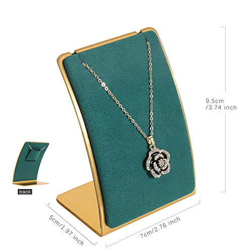 Green Necklace display stand, Velvet Jewelry necklace display holder for selling, small metal earring neck storage organizer, online jewelry photography props【Green】 - color: green