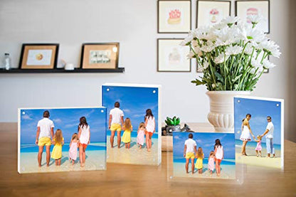 Meetu Acrylic Picture Frame 4x6 Tabletop Photo Frame Magnetic Double Sided Frame Free Standing Desktop for Display Document, Certificate, Photograph, Artwork in Office Room - size: 4x6“(2 Pack)