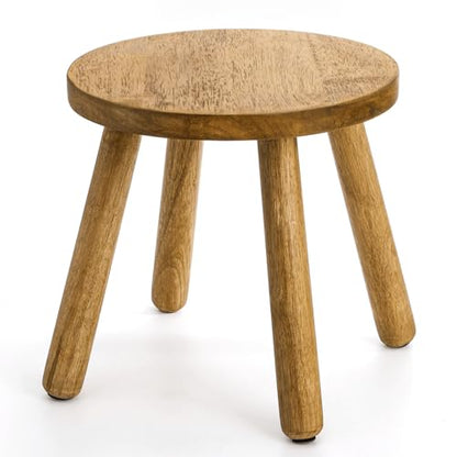 Youeon 12 Inch Round Solid Wooden Step Stool, Non-Slip One Step Stool for Adults, Holds up to 300 Lbs, Portable & Sturdy, Footstool for Bedroom, Bathroom, Kitchen, Easy to Assemble - size: 11.8"d X 11.8"w X 11.6"h