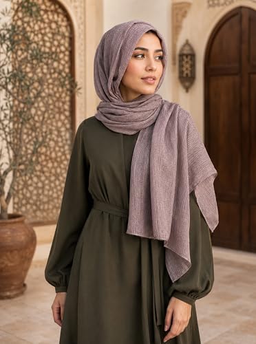 Lightweight Cotton Linen Feel Scarf Shawl Wrap Hijab for Women, Travel Fall Winter Gift - color: Mcspz2530-5#mocha