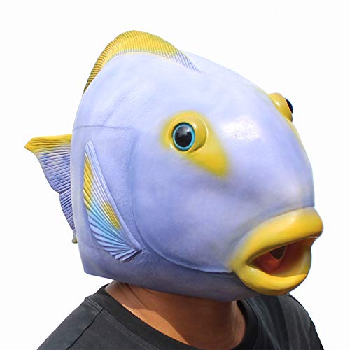 CreepyParty Tropical Fish Mask - Animal Halloween Costume for Parties, Cosplay, Photo Booth Props, and Pranks - Funny Gag Gift for Adults