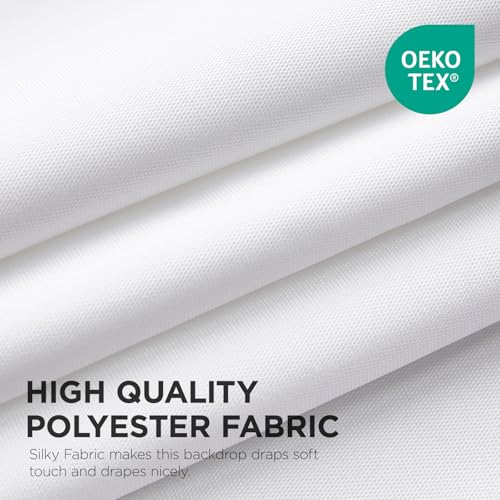 Joydeco White Curtains Backdrop for Wedding Parties, Photo Backdrop Curtains for Wedding Decorations Birthday, Wrinkle Free Polyester 5ft x 10ft Fabric Drape 2 Panels with Rod Pockets - color: White, size: 5ft x 10ft x 2 panels