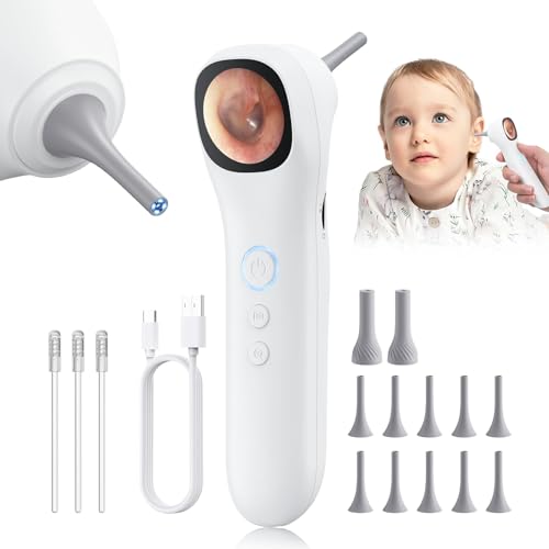 Otoscope Ear Camera with 1.21” Screen, 1080P Ear Scope with 4 LED Lights, Otoscope Camera for Adults Kids and Pets, Support Photo & Video, Type-C Charging with Computers, Baby Essentials, Home Medical - color: Simplified – White