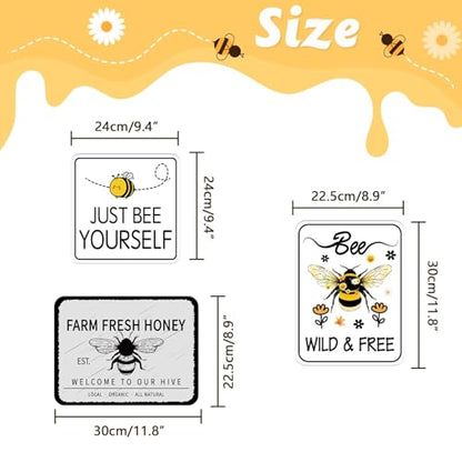 WERNNSAl 9PCS Bee Birthday Party Decorations - Honey Bee Signs Decoration for Kids Girls Farm Bee Birthday Party Funny Bumble Bee Hive Decor for Happy Bee Day Baby Shower Supplies Bee Sign Posters on Garden Home Yard Wall Decor - style: Bee A002
