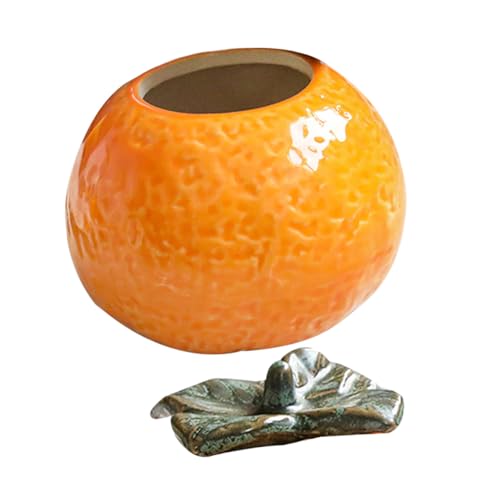 Ipetboom Orange Nordic Style Ceramic Fruit Shaped Storage Jar Tea Canister Decorative Kitchen Canister for Housewarming and Photography Props