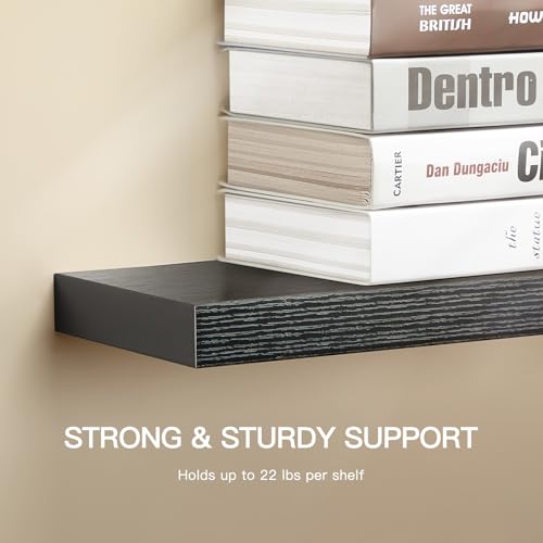 AMADA HOMEFURNISHING Floating Shelves Wall Mounted, 47 x 8 Inch Wall Shelves for Bathroom, Bedroom, Living Room, Black Shelves Set of 2 - color: Black, size: 47 inches