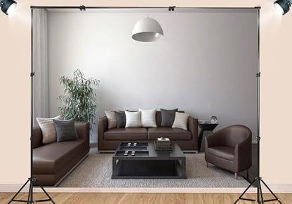 Brown Leather Sofa White Wall Living Room Backdrop Classic Neutral Tone Interior Background Home Decor Theme Party Decorations Wall Hanging Photo Studio Props 8X8ft Fabric - size: 8X8ft