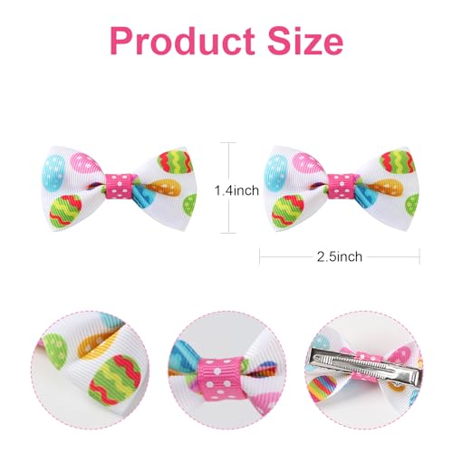 4Pcs Easter Egg Hair Bows Baby Toddler Girls Ribbon Alligator Clips Cute Hair Accessories