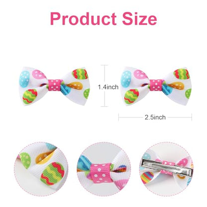 4Pcs Easter Egg Hair Bows Baby Toddler Girls Ribbon Alligator Clips Cute Hair Accessories