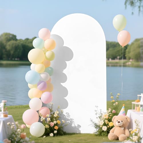 Ledido Wedding Arch Backdrop Cover 6FT Arch Covers Fitted Stretchy Spandex Round Top Stand Backdrop Cover for Wedding Banquet Ceremony Birthday Party Baby Shower Event Decoration,White - color: White, size: 6FT