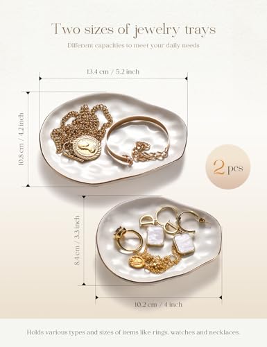AISBUGUR Jewelry Dish Set of 2, Large Jewelry Tray for More Jewelry Ring Dish Jewelry Bowl with Beautiful Package and Greeting Card Perfect for Birthday Gifts for Women - style: Set of 2-Cloud