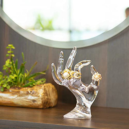 HOMEGOAL Hand Jewelry Holder, Bracelet Ring Watch Jewelry Display Holder Stand, Mannequin Hand, Polyresin, 7 Inch (Transparent) - color: Transparent