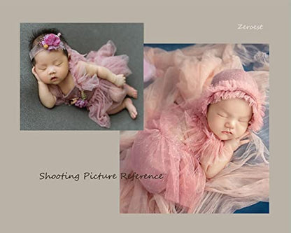 Zeroest Newborn Photography Prop Outfits Girl Lace Outfit Set Baby Girl Photo Shoot Infant Princess Photos - color: Pink
