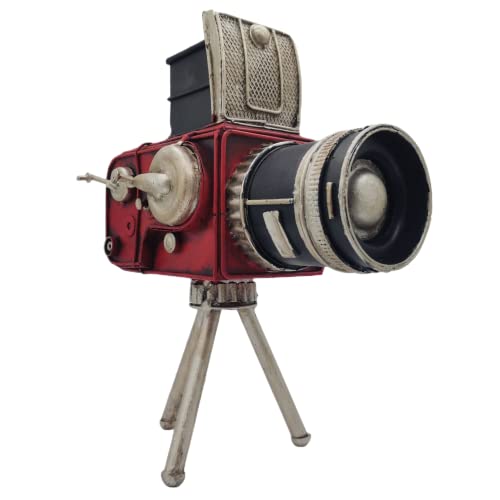 Vintage Tripod Camera Model Metal Sculpture Decor Cinema Photography Accessory Pen Holder Decorative Figurine Home Desktop Decoration Nostalgic Gift - style: Camera Model- Photography