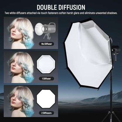 NEEWER 35.4'' Octagonal Softbox, Quick Release Parabolic Soft Box with Bowens Mount, Diffusers, Grid, Bag Compatible with Aputure 120d Compatible with Godox SL60w NEEWER Q4 AS600B CB300B Q300, NS92P - style: 35.4"/90cm Octagonal