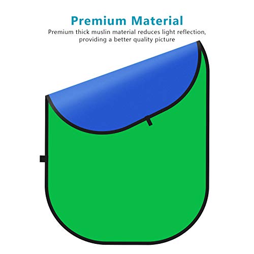 Neewer 5x7ft/1.5x2m Chromakey Foldable Backdrop with Stand 8.5ft/2.6m, 2-in-1 Reversible Green Blue Green Background Panel for Photography Studio, Live Streaming, Video Calls, Games - color: Blue+Green