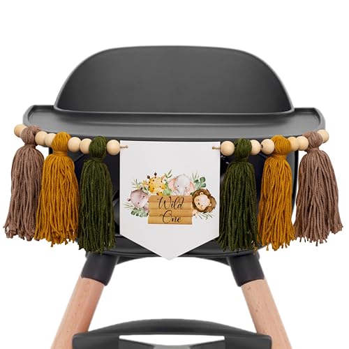 Upfirst Wild One High Chair Banner - Jungle Safari High Chair Banner,Safari Animal Theme First Birthday Decor, Baby Safari Party Wild One for 1st Birthday Party/Baby Shower/Anniversary - color: Animal Banner Yellow