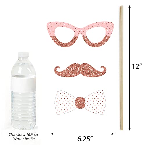 Big Dot of Happiness Pink Rose Gold Birthday - Happy Birthday Party Photo Booth Props Kit - 20 Count