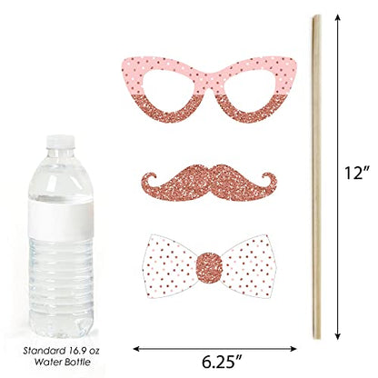 Big Dot of Happiness Pink Rose Gold Birthday - Happy Birthday Party Photo Booth Props Kit - 20 Count