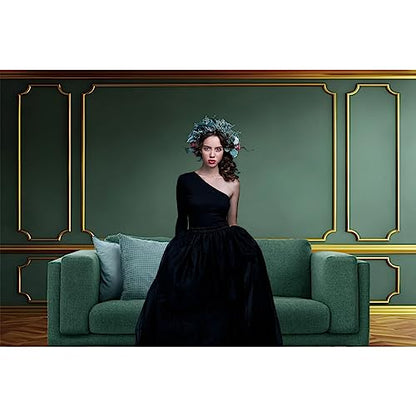 5x3ft Ancient Palace Wall Backdrops for Photography Green Gold Retro Wall Texture Old Castle Living Room Photography Background Baby Shower Graduation Wedding Birthday Photo Prop - color: green, size: 5x3ft