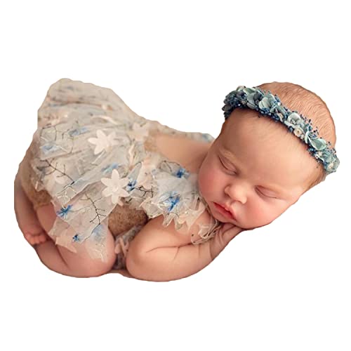 Zeroest Baby Photography Props Lace Hats Outfit Newborn Photo Shoot Outfits Infant Photos Baby Girl Photoshoot - color: Grey
