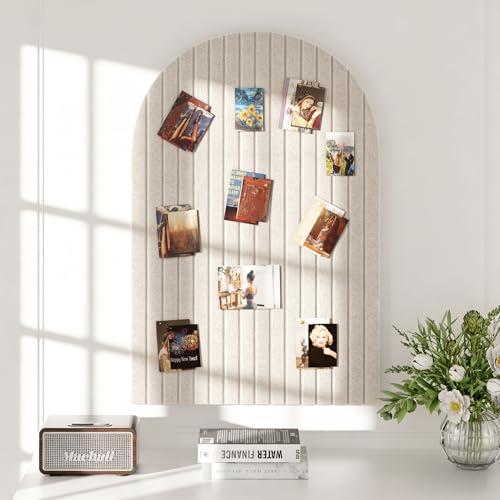 Felt Bulletin Board, 35" x 24" Cork Board Alternative, Decorative Felt Pin Board with 30 Push Pins, Vision Board for Office Home Bedroom Wall Decor, Photo Display (Beige, Arched - 35 x 24 Inches) - color: Beige, size: Arched- 35 x 24 Inches