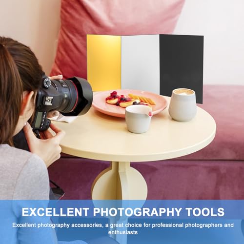 PRETYZOOM Foldable A4 Photography Reflective Board Tri-fold Silver Black White Gold Light Reflector Cardboard for Studio and Outdoor Photo Lighting