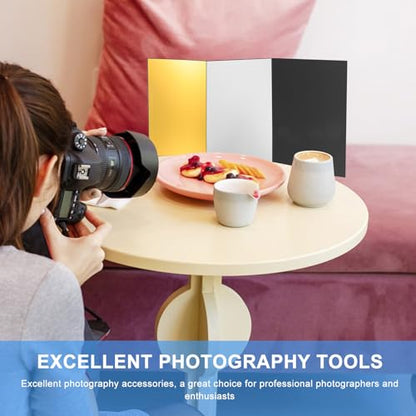 PRETYZOOM Foldable A4 Photography Reflective Board Tri-fold Silver Black White Gold Light Reflector Cardboard for Studio and Outdoor Photo Lighting