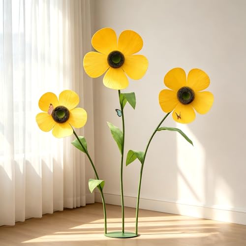 Large Daisy Flowers Artificial Big Five-Petaled Daisy Giant Flowers Decoration for Birthday Party Garden Office Home Wedding Graduation Shop Window Display(Yellow) - color: Yellow