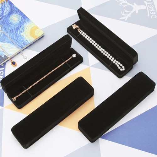 LETURE 6 Pieces Velvet Jewelry Gift Boxes for Necklace Pendant Bracelet Ring Earring, Jewelry Storage Display Case for Christmas Wedding Engagement Birthday Anniversary (Necklace Box -6PCS) - color: Necklace Box -6PCS