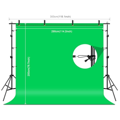 PULUZ Photo Background Support System with 9.5x6.5ft/300x200cm Backdrop Stand Kit, Portable greenscreen Background and Blue Red Backdrop for Photography, Video Shooting, Live Streaming, Party - size: 9.5x6.5 Ft Backdrop Kit