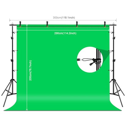 PULUZ Photo Background Support System with 9.5x6.5ft/300x200cm Backdrop Stand Kit, Portable greenscreen Background and Blue Red Backdrop for Photography, Video Shooting, Live Streaming, Party - size: 9.5x6.5 Ft Backdrop Kit