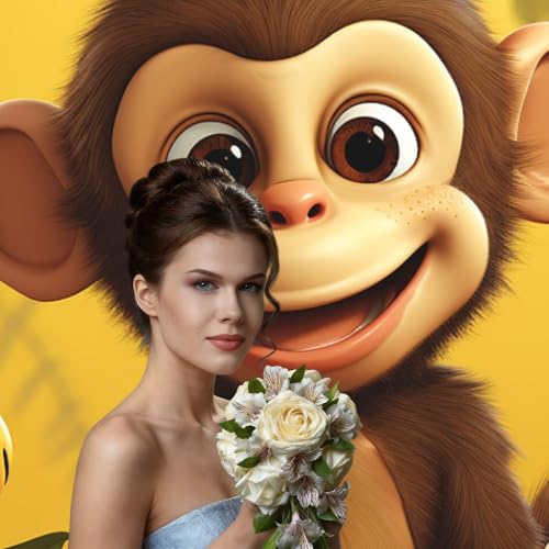 Cute Funny Monkey Banana Backdrop Background for Photography 5x7ft Photobooth Professional Photo Backdrop Curtains Video Photography Studio Photo Backgrounds Banner Booth Background Screen Parties - color: Cute Funny Monkey Banana