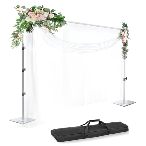 EMART Backdrop Stand, 8.5x10ft Width Adjustable Photography Background Support Poles with Heavy Duty Flat Base, Photo Metal Steel Pipe and Drape Frame Kit for Parties Birthday Wedding - Silver - color: Sliver, size: 8.5x10ft