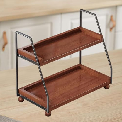 2 Layer Cup Riser Stand Tiered Display Step Shelf Vintage Tabletop Organizer Mugs Holder for Cupcakes Cabinet