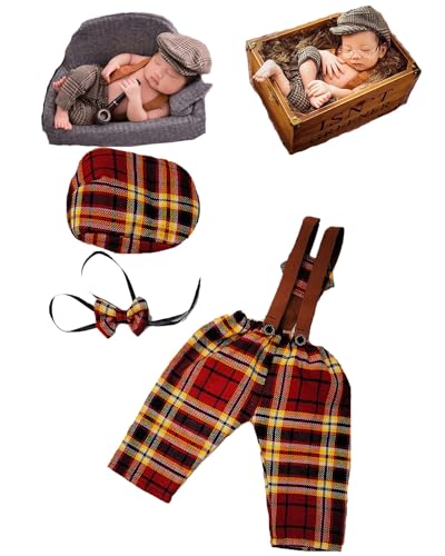 Newborn Baby Boy Suspender Pants Photo Outfits Gentleman Photography Outfit Girl - color: Color3